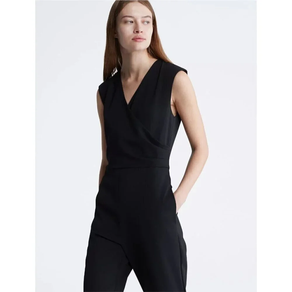 NEW! Calvin Klein Women's 14 Sleeveless Wrap Jumpsuit NWT $139 - Picture 4 of 4